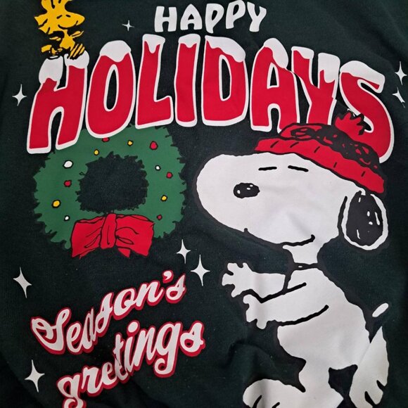 H&M dark green Peanuts Snoopy sweat shirt teen size 12-14, Holiday Christmas - Picture 3 of 4
